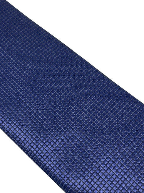 Navy dark blue tie with subtle squared design